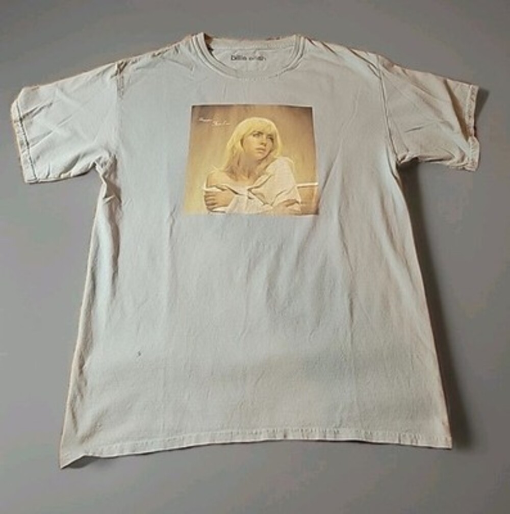 Billie Eilish Portrait Happier Than Ever Album T Shirt Adult Large Green